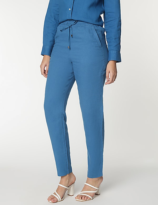 Linen Rich Tapered Fit Trousers