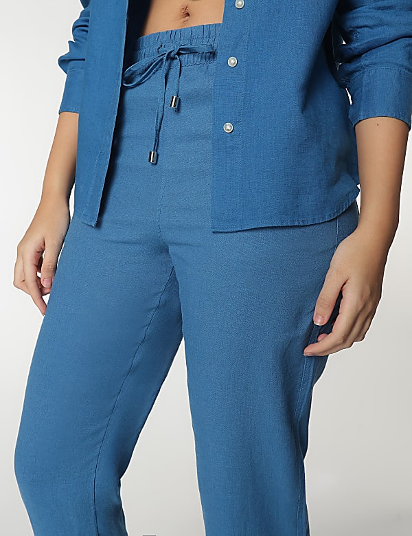 Linen Rich Tapered Fit Trousers