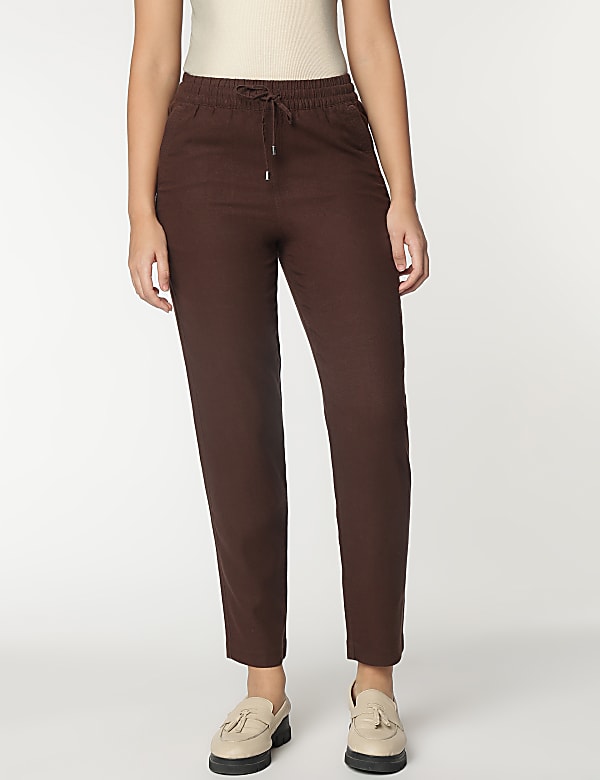 Linen Rich Tapered Fit Trousers