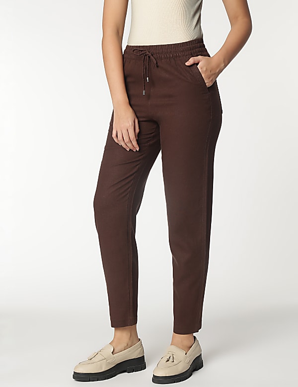 Linen Rich Tapered Fit Trousers