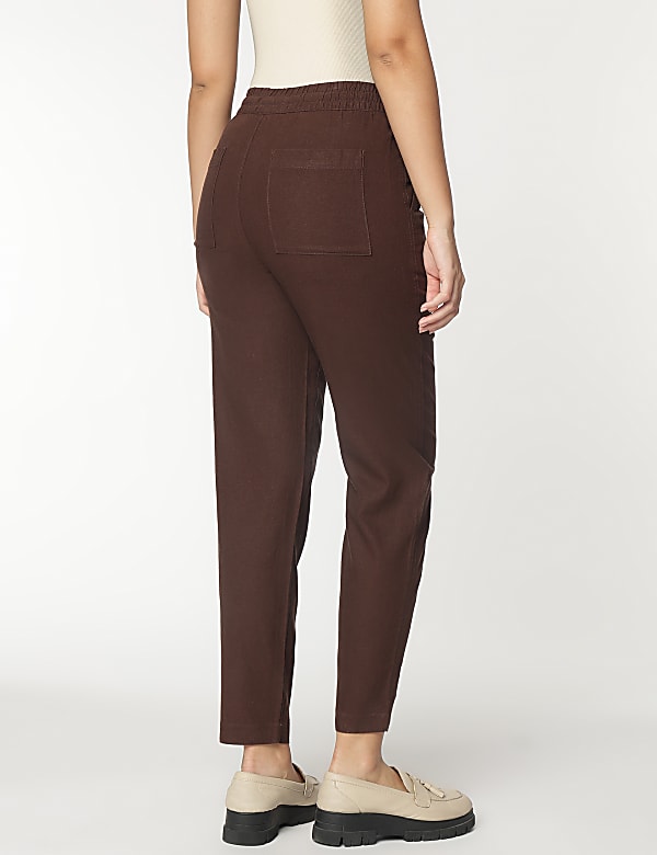 Linen Rich Tapered Fit Trousers