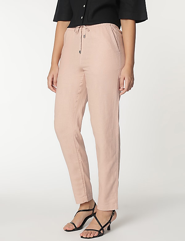 Linen Rich Tapered Fit Trousers