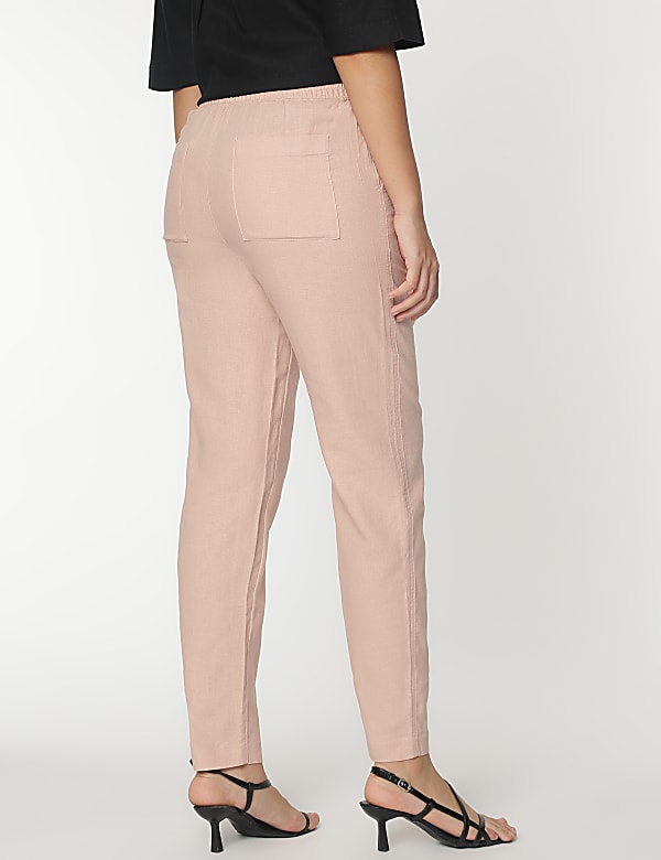 Linen Rich Tapered Fit Trousers