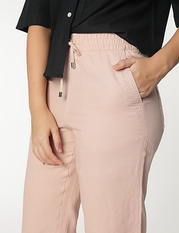 Linen Rich Tapered Fit Trousers