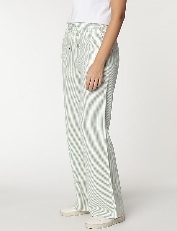 Linen Rich Striped Relaxed Fit Trousers