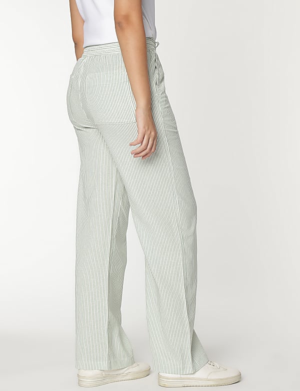 Linen Rich Striped Relaxed Fit Trousers