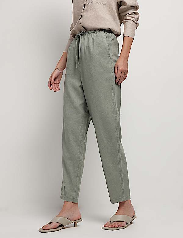 Linen Rich Drawstring Tapered Trousers
