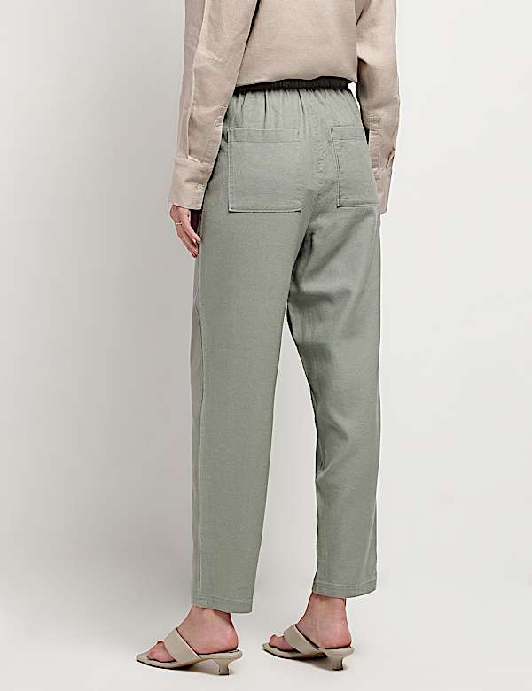 Linen Rich Drawstring Tapered Trousers