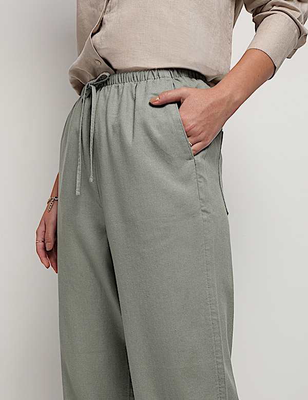 Linen Rich Drawstring Tapered Trousers