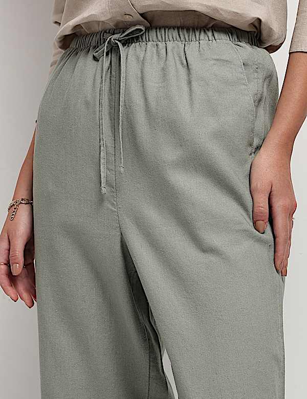 Linen Rich Drawstring Tapered Trousers