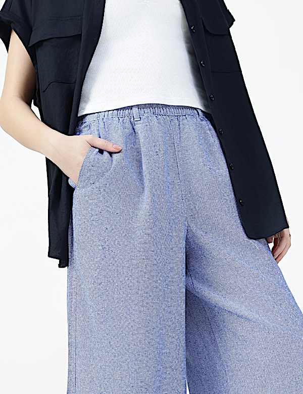 Linen Rich Stripe Relaxed Fit Trousers