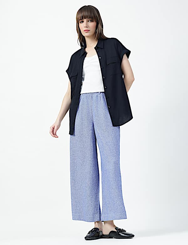 Linen Rich Stripe Relaxed Fit Trousers