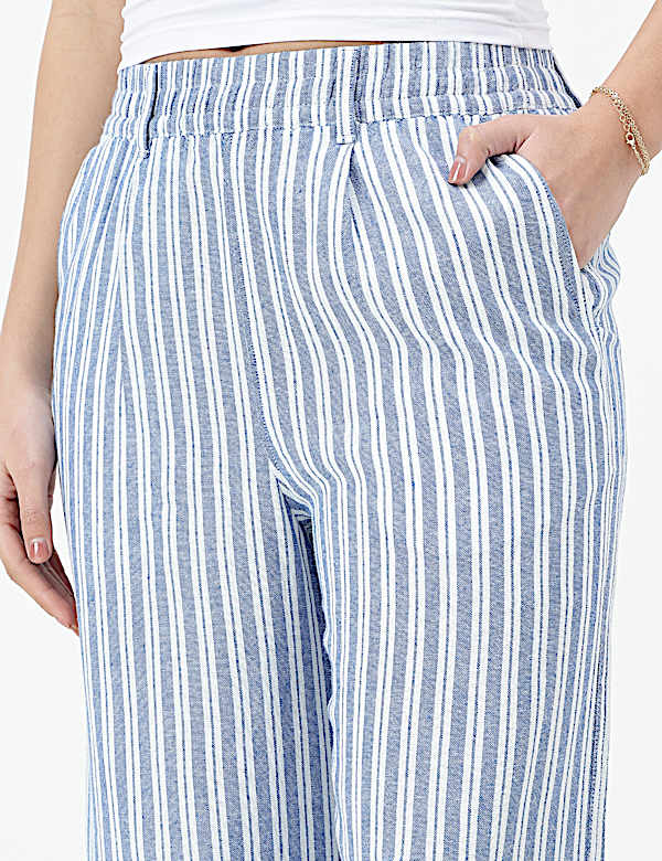 Linen Rich Stripe Relaxed Fit Trousers