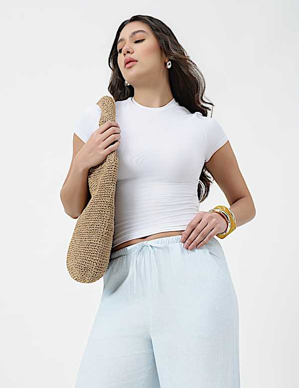 Linen Rich Plain Relaxed Fit Pants