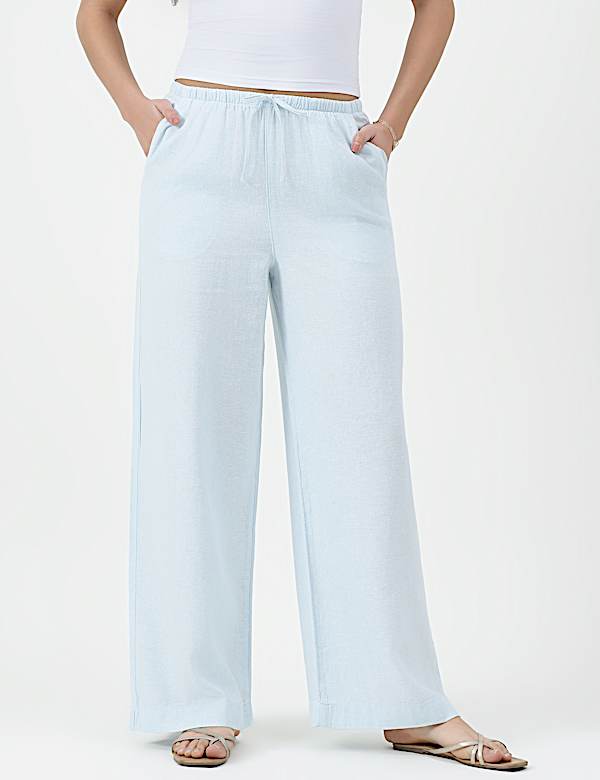 Linen Rich Plain Relaxed Fit Pants