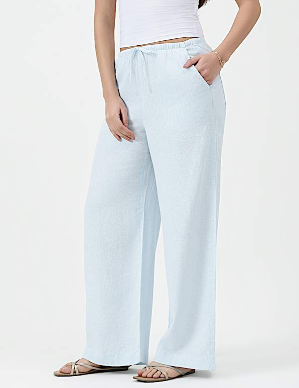 Linen Rich Plain Relaxed Fit Pants
