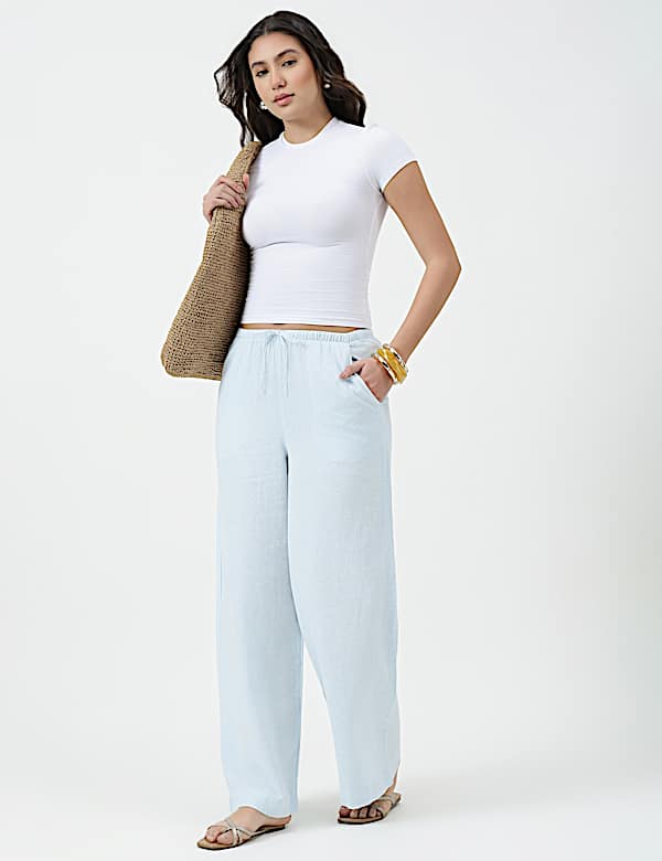 Linen Rich Plain Relaxed Fit Pants