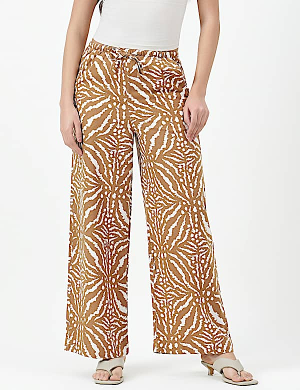 Linen Rich Abstract Relaxed Fit Pants