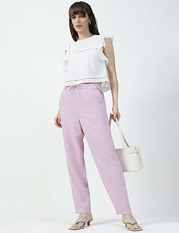 Linen Rich Tapered Trousers