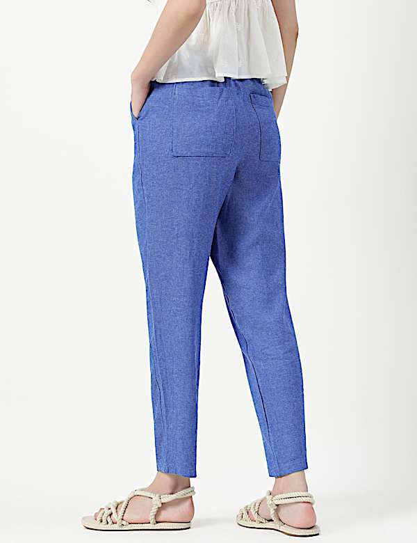 Linen Rich Plain Relaxed Fit Trousers