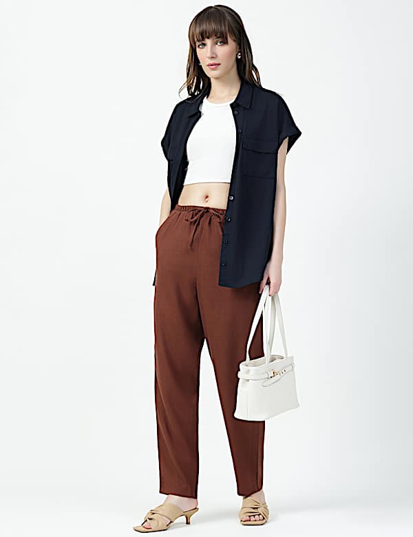 Linen Viscose Tapered Trousers