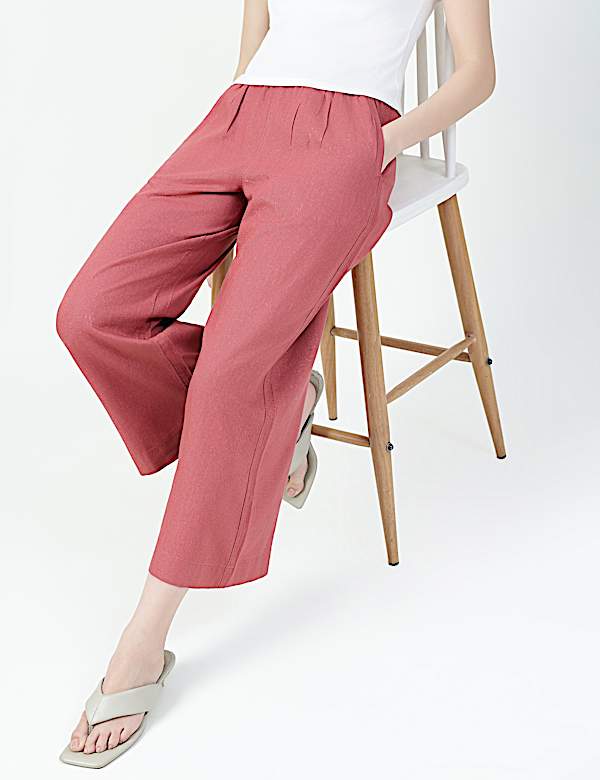 Linen Rich Plain Relaxed Fit Pants