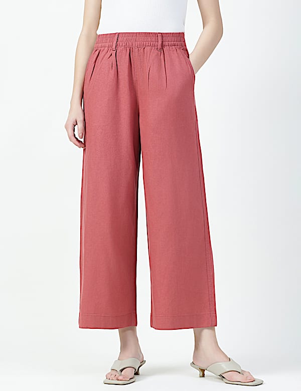 Linen Rich Plain Relaxed Fit Pants