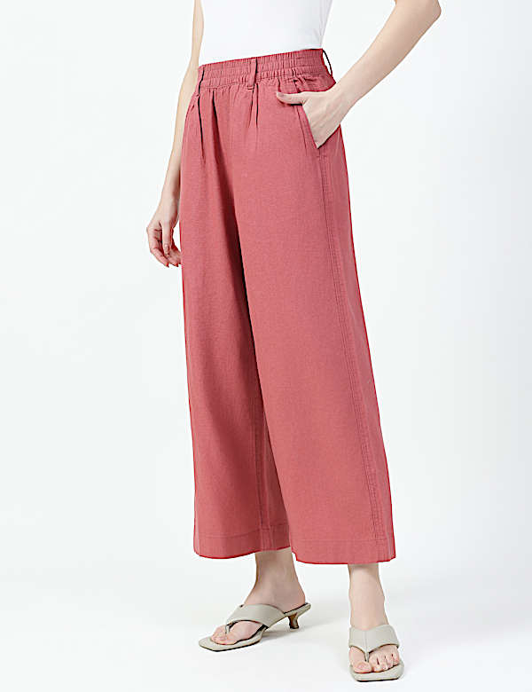 Linen Rich Plain Relaxed Fit Pants