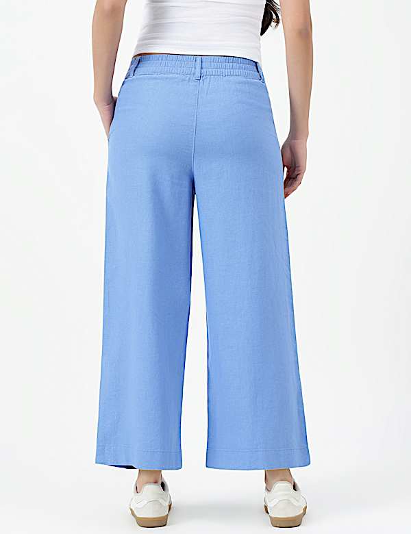 Linen Viscose Crop wide Leg Trousers