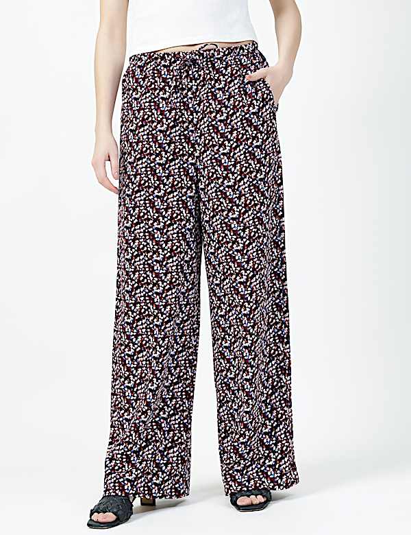 LINEN BLEND WIDE LEG TROUSER