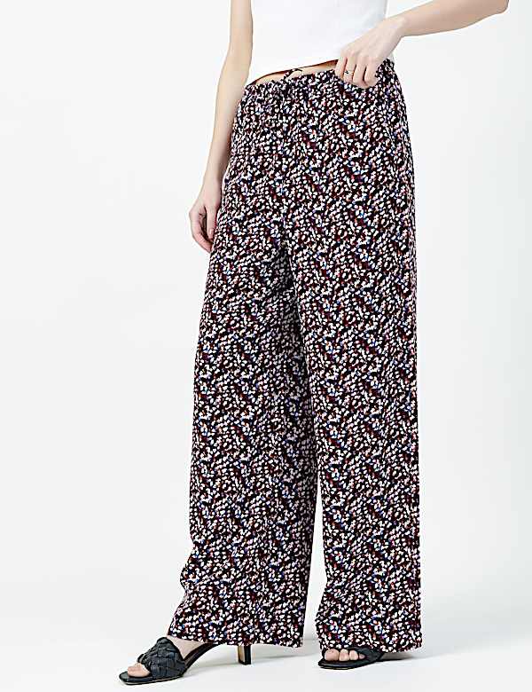 LINEN BLEND WIDE LEG TROUSER