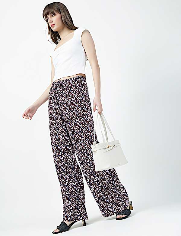LINEN BLEND WIDE LEG TROUSER