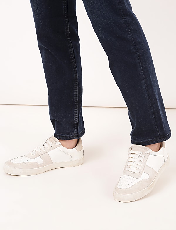 Straight Fit Cotton Blend Jeans