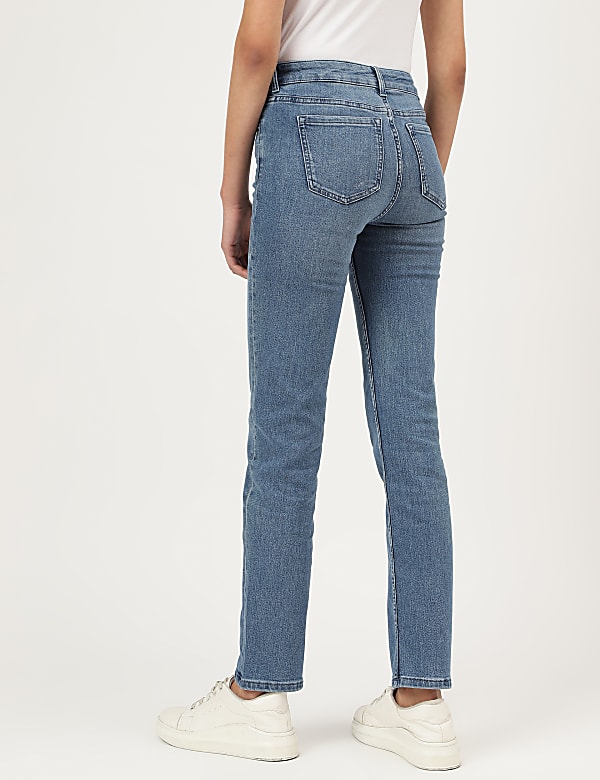 Straight Fit Cotton Blend Jeans