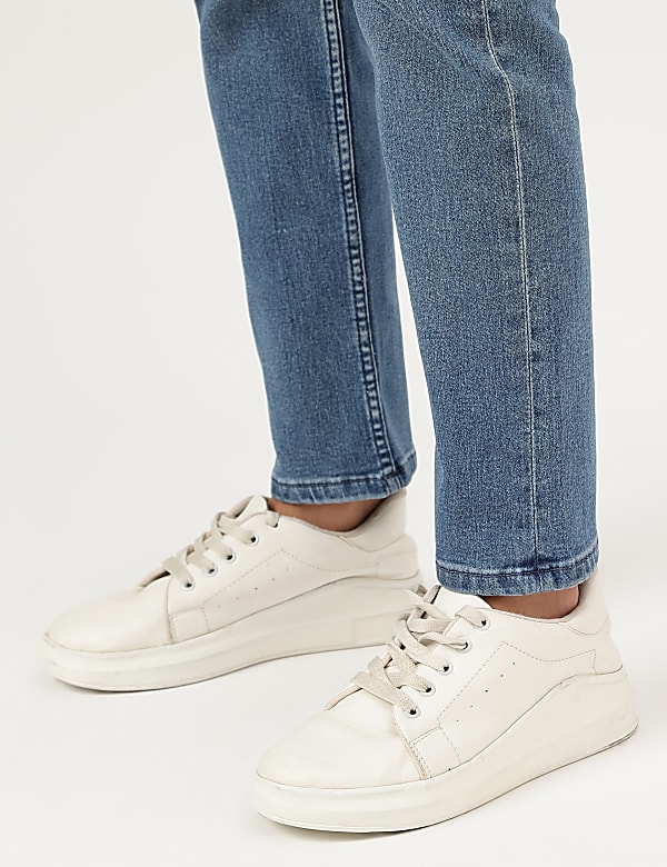 Straight Fit Cotton Blend Jeans