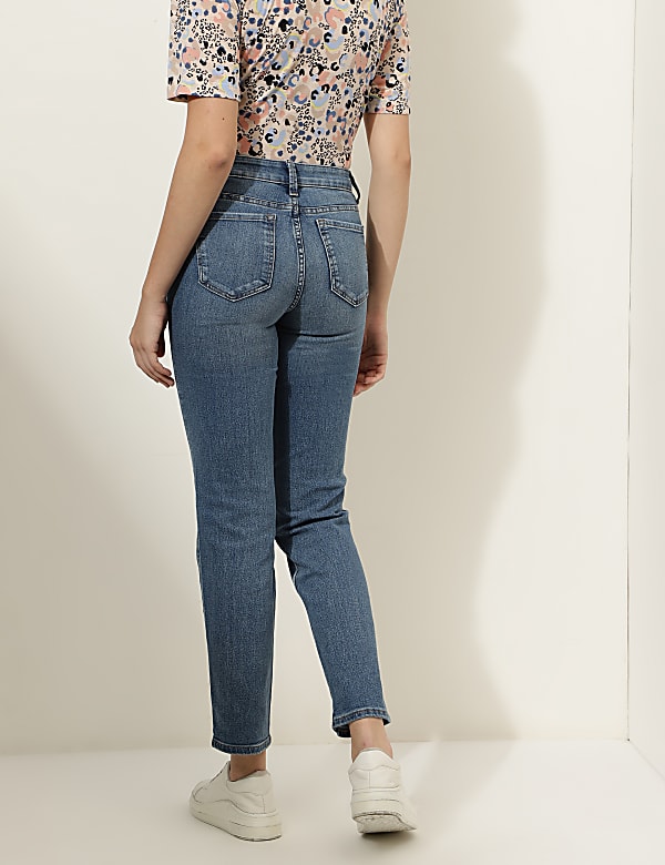 Straight Fit Cotton Blend Jeans
