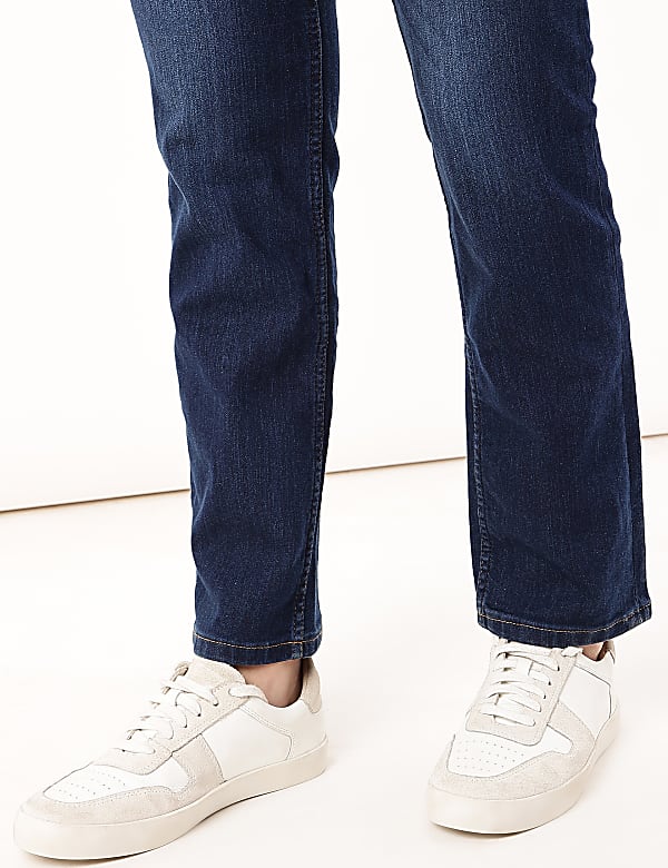 Straight Fit Cotton Blend Jeans