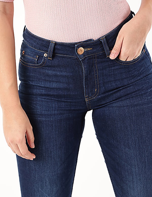 Straight Fit Cotton Blend Jeans