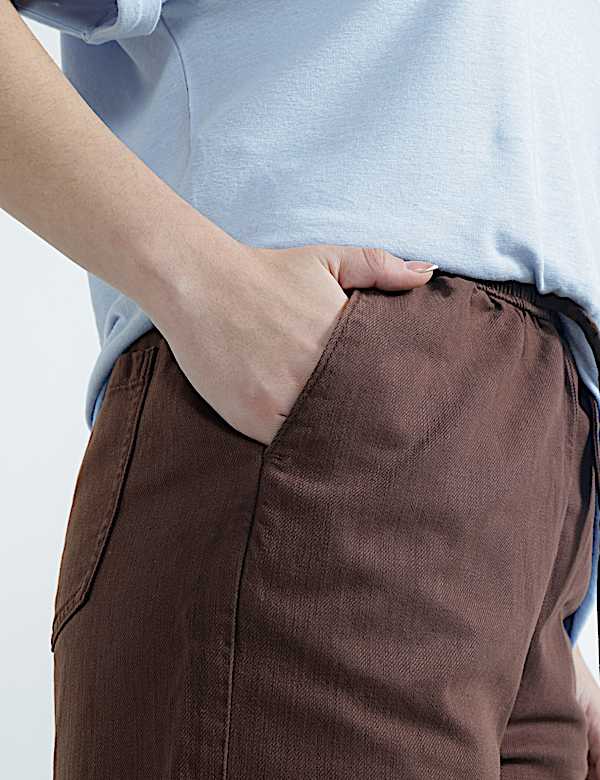 Cotton Rich Drawstring Wide Leg Trousers