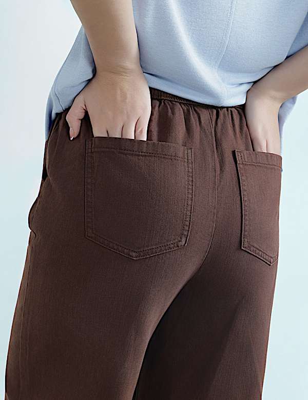 Cotton Rich Drawstring Wide Leg Trousers