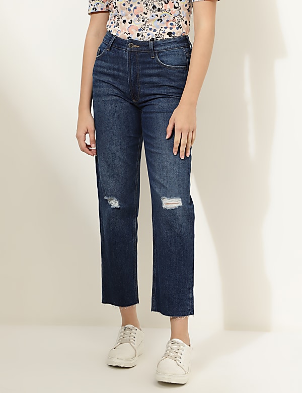 Solid Boyfriend Fit Jeans