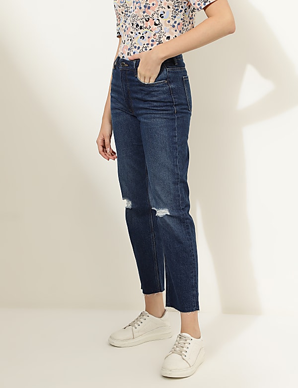 Solid Boyfriend Fit Jeans