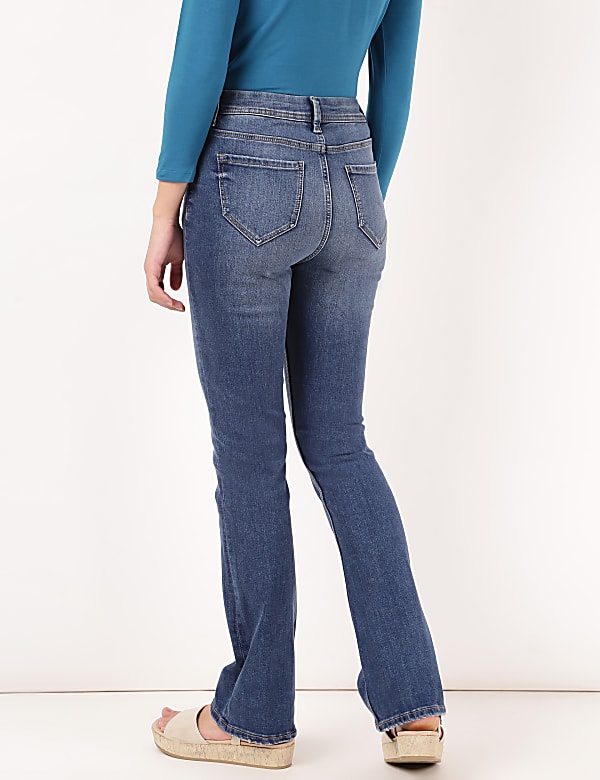 Cotton Mix Plain Slim Flared Jeans