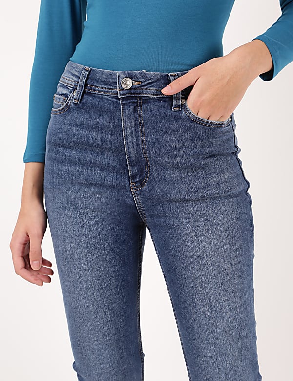 Cotton Mix Plain Slim Flared Jeans
