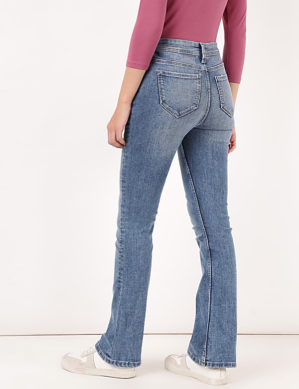 Cotton Mix Plain Slim Flared Jeans