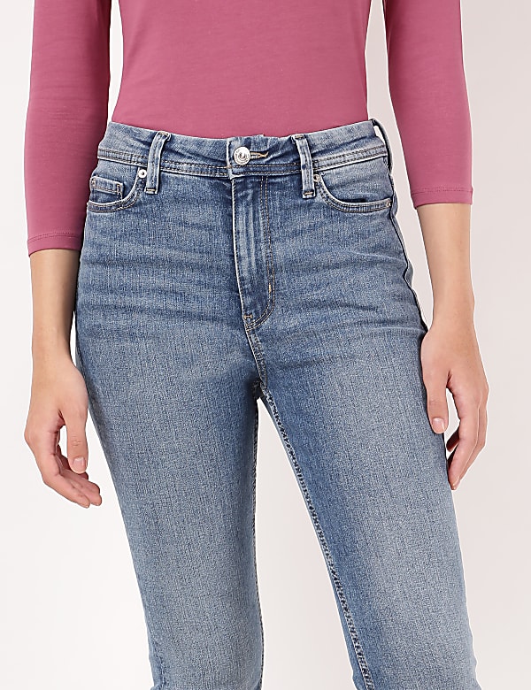 Cotton Mix Plain Slim Flared Jeans