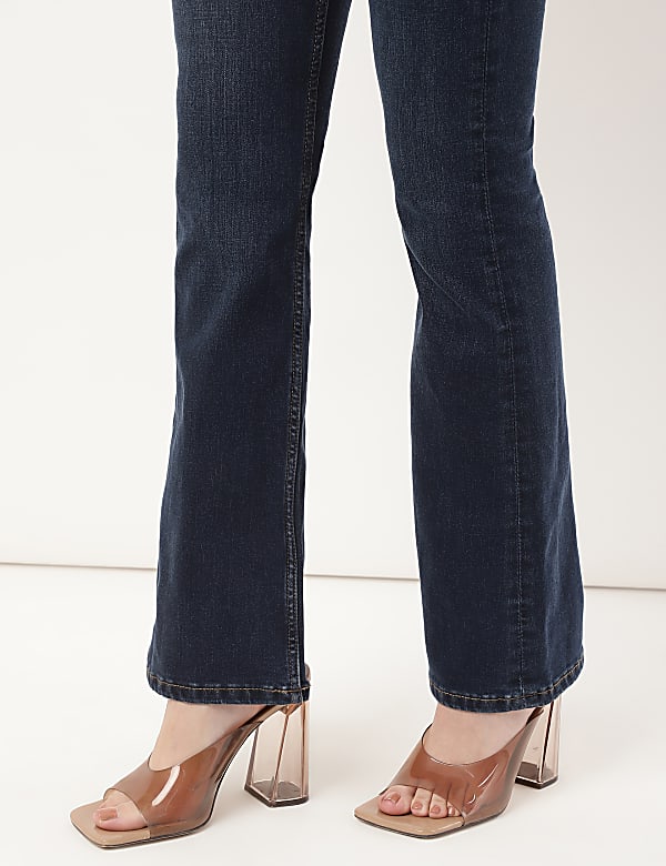 Cotton Mix Plain Slim Flared Jeans