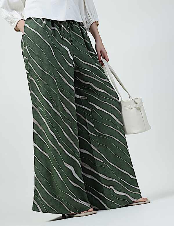 Linen Rich Plain Relaxed Fit Trousers