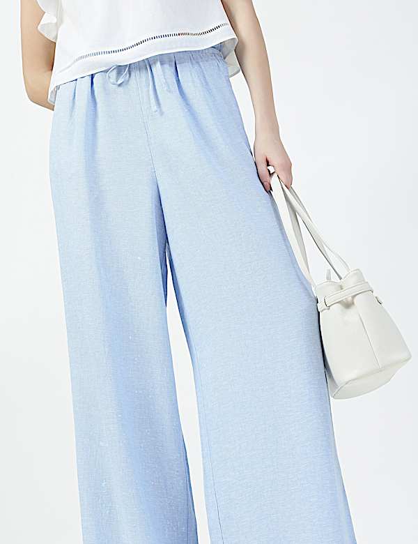 Linen Rich Plain Relaxed Fit Trousers