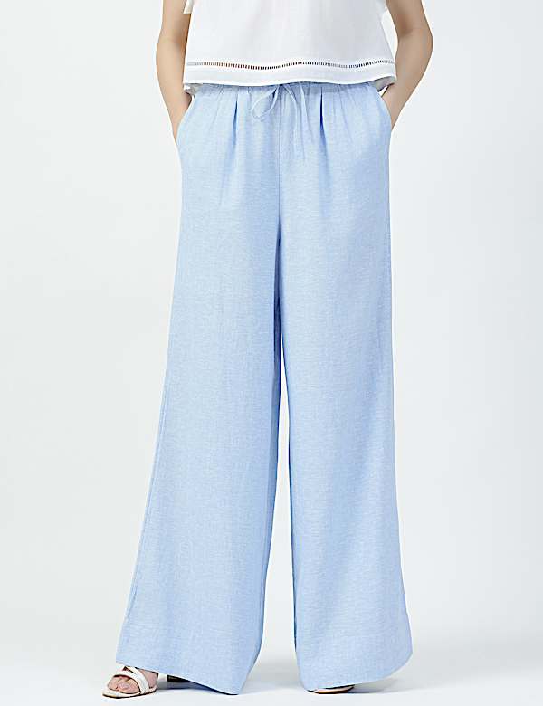 Linen Rich Plain Relaxed Fit Trousers